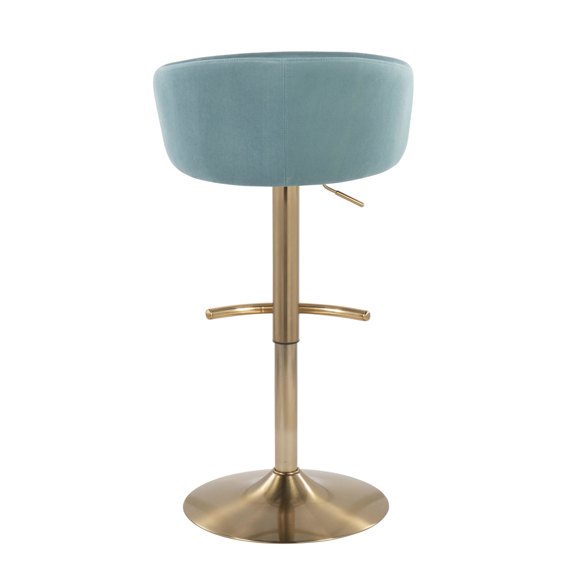 Claire Gold and Light Blue Velvet Contemporary Bar Stools (Set of 2) 6 Claire Gold and Light Blue Velvet Contemporary Bar Stools (Set of 2) - Image 6
