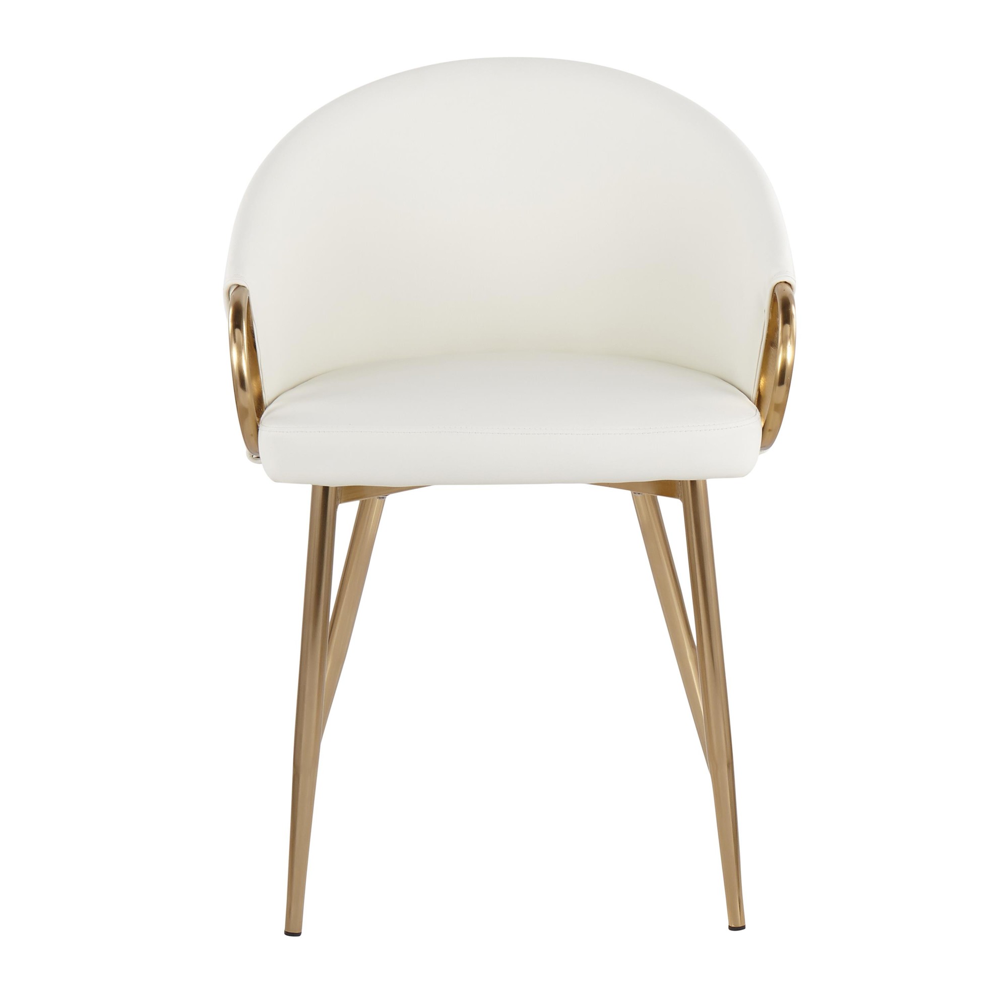 Claire Gold and White Faux Leather Contemporary Chairs (Set of 2) 13 Claire Gold and White Faux Leather Contemporary Chairs (Set of 2) - Image 13