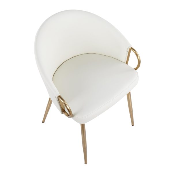 Claire Gold and White Faux Leather Contemporary Chairs Set of 2 13