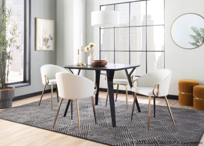 Claire Gold and White Faux Leather Contemporary Chairs (Set of 2)