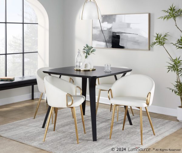 Claire Gold and White Faux Leather Contemporary Chairs Set of 2 6