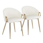 Claire Gold and White Faux Leather Contemporary Chairs (Set of 2) 23 Claire Gold and White Faux Leather Contemporary Chairs (Set of 2)
