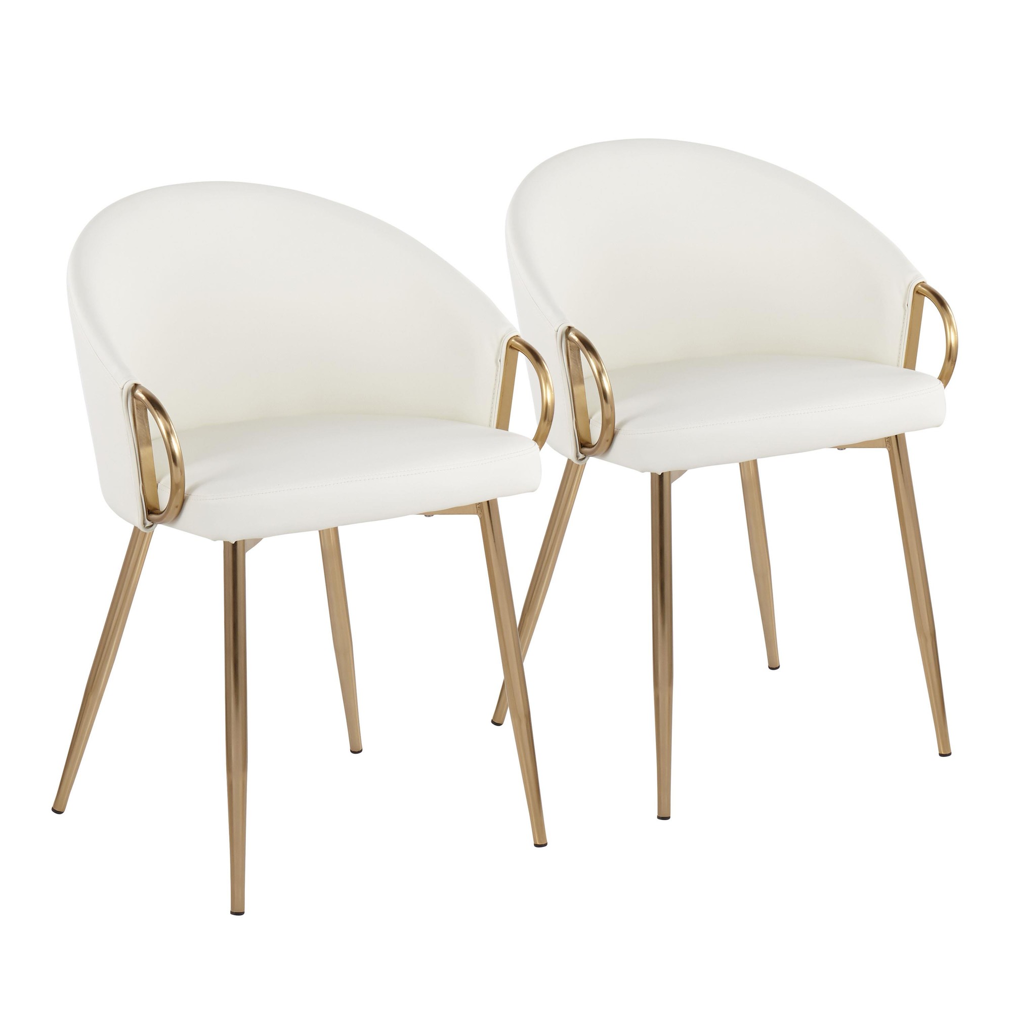 Claire Gold and White Faux Leather Contemporary Chairs (Set of 2) 8 Claire Gold and White Faux Leather Contemporary Chairs (Set of 2) - Image 8
