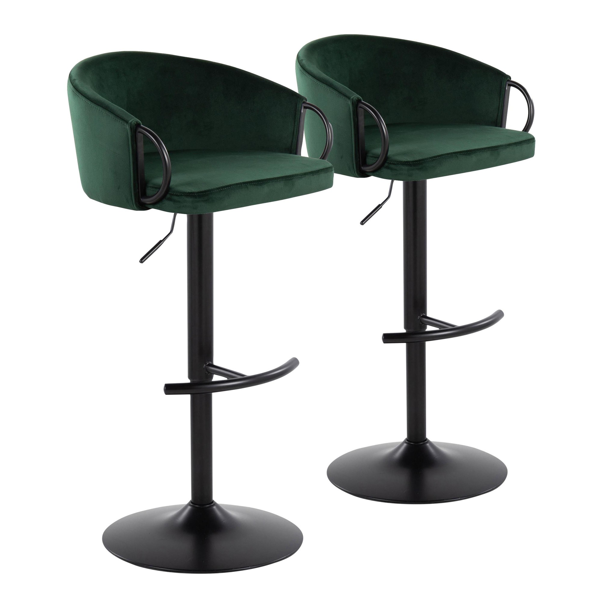 Claire Green Velvet Contemporary Adjustable Swivel Barstools (Set of 2) 5 Claire Green Velvet Contemporary Adjustable Swivel Barstools (Set of 2) - Image 5