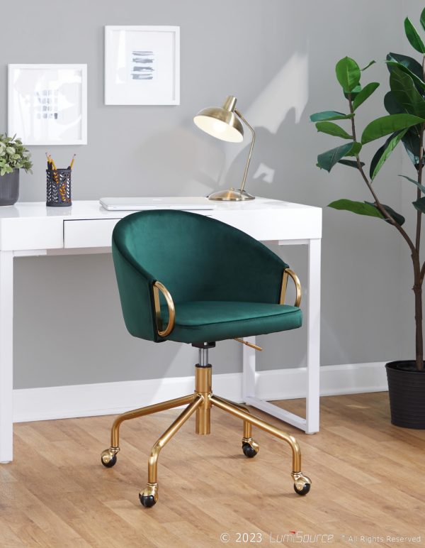 Claire Green Velvet Gold Contemporary Adjustable Task Chair 1