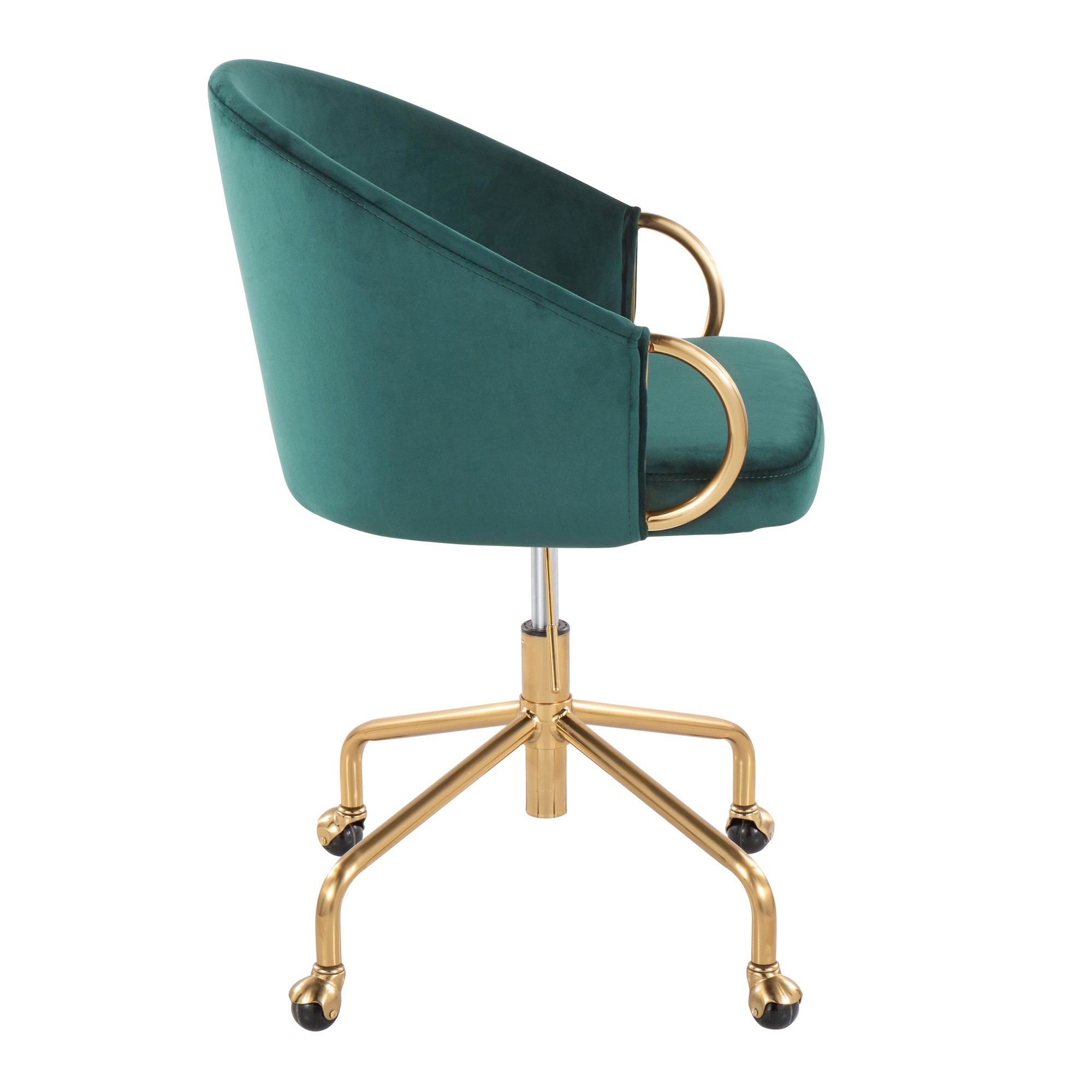 Claire Green Velvet Gold Contemporary Adjustable Task Chair 4 Claire Green Velvet Gold Contemporary Adjustable Task Chair - Image 4