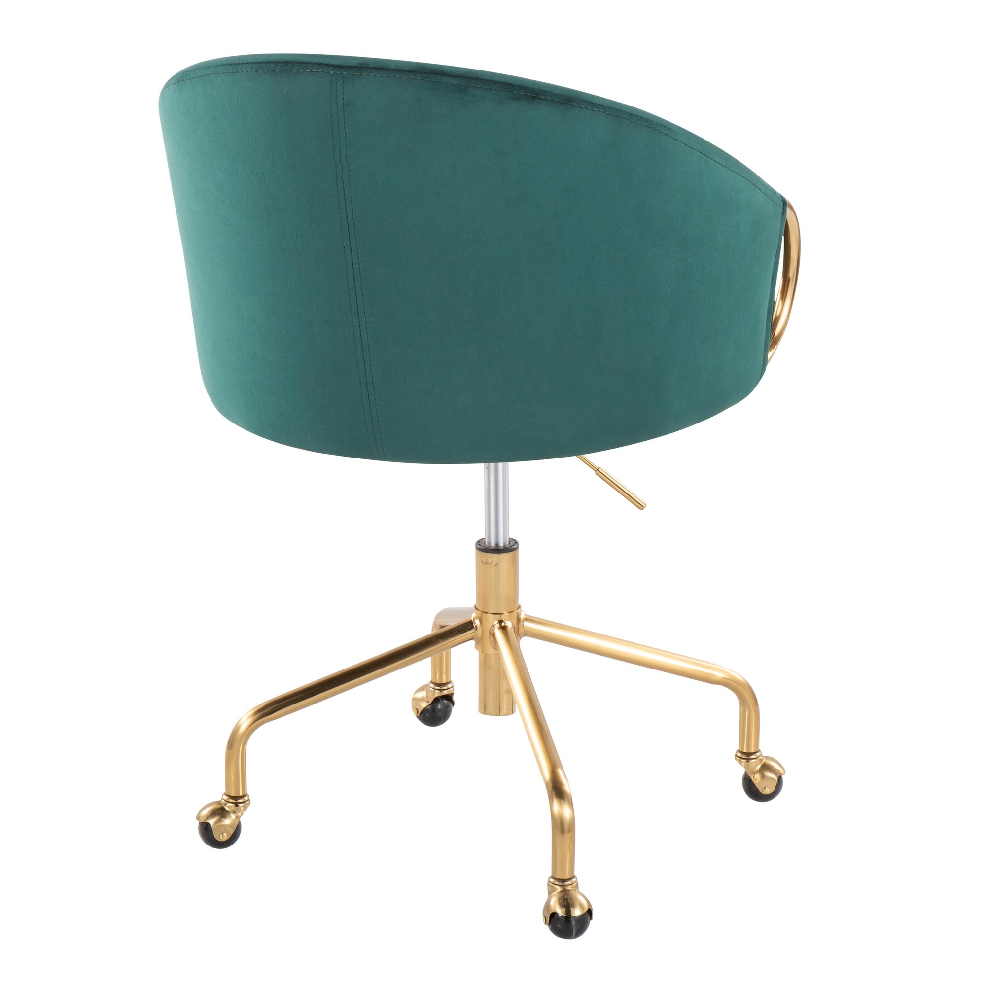 Claire Green Velvet Gold Contemporary Adjustable Task Chair 5 Claire Green Velvet Gold Contemporary Adjustable Task Chair - Image 5
