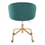 Claire Green Velvet Gold Contemporary Adjustable Task Chair 14 Claire Green Velvet Gold Contemporary Adjustable Task Chair