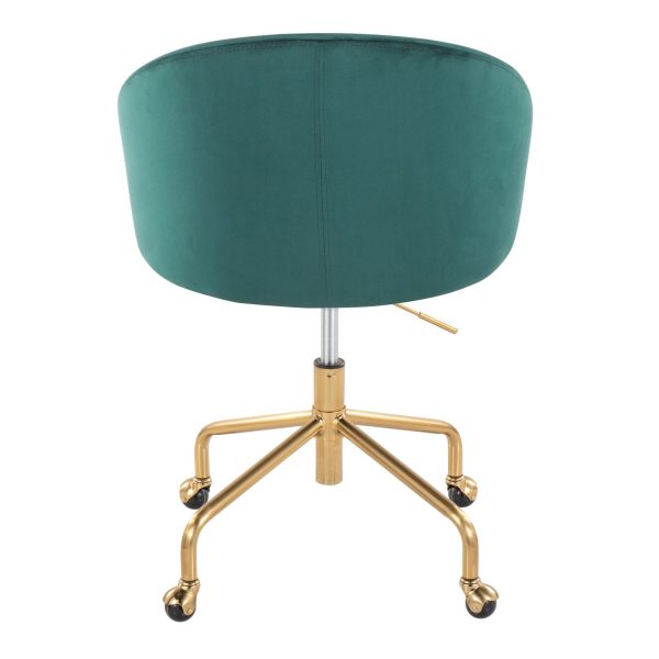 Claire Green Velvet Gold Contemporary Adjustable Task Chair 5
