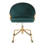 Claire Green Velvet Gold Contemporary Adjustable Task Chair 15 Claire Green Velvet Gold Contemporary Adjustable Task Chair