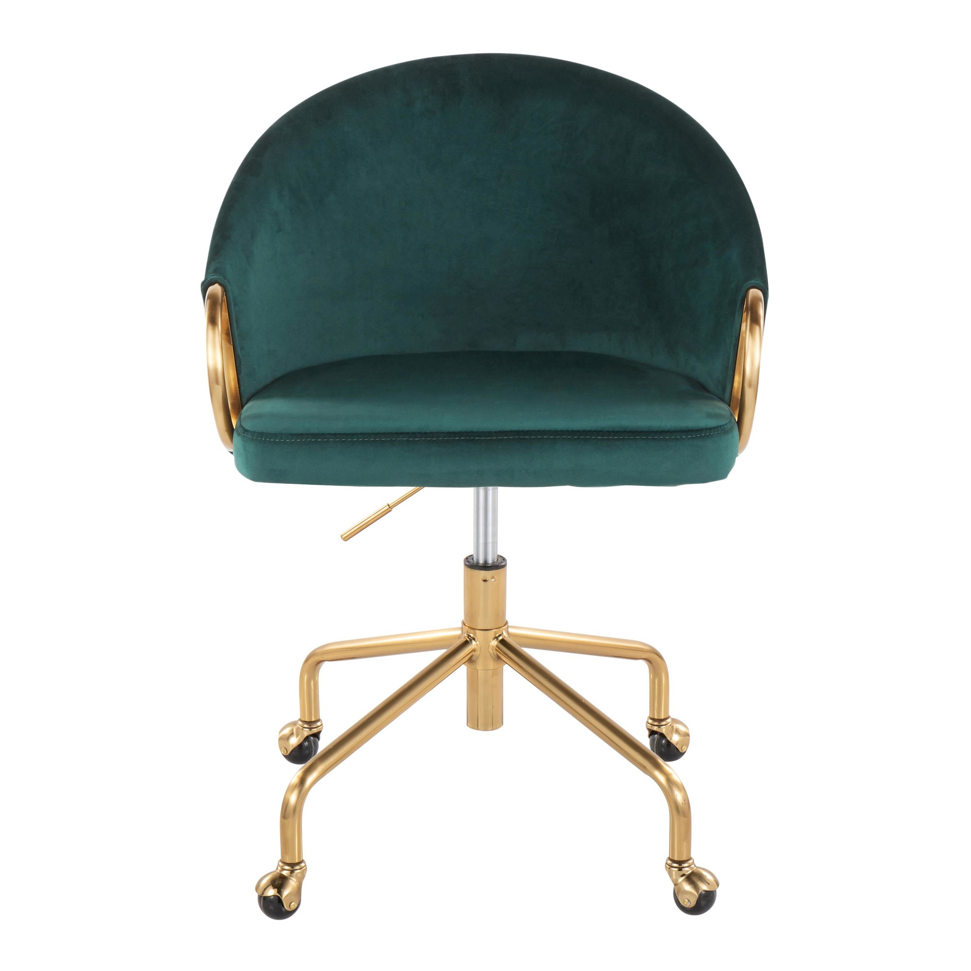 Claire Green Velvet Gold Contemporary Adjustable Task Chair 7 Claire Green Velvet Gold Contemporary Adjustable Task Chair - Image 7