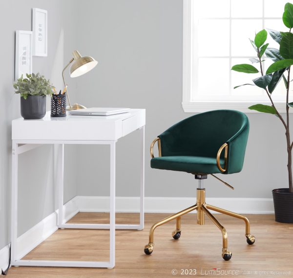 Claire Green Velvet Gold Contemporary Adjustable Task Chair