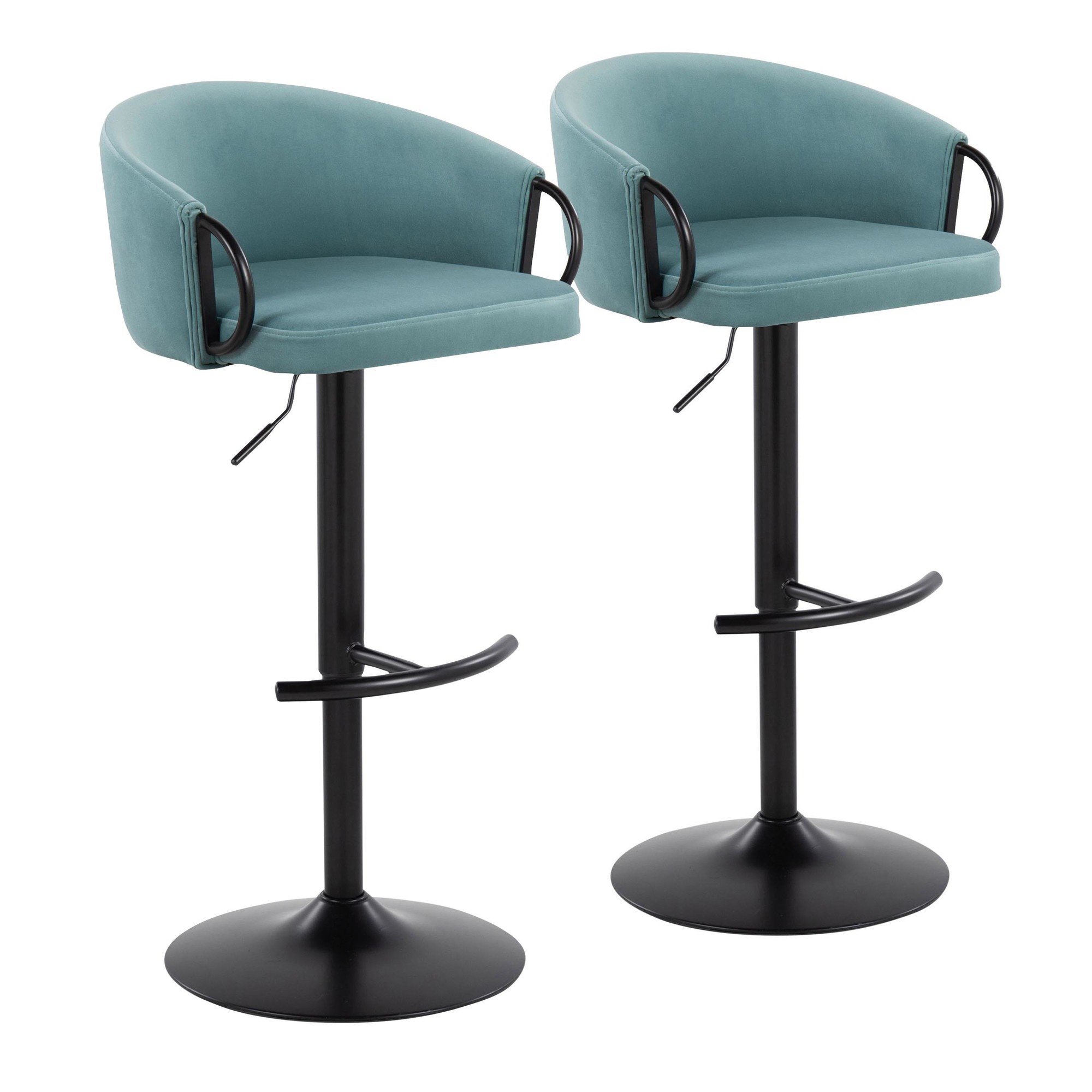Claire Light Blue Velvet Contemporary Swivel Barstools (Set of 2) 5 Claire Light Blue Velvet Contemporary Swivel Barstools (Set of 2) - Image 5
