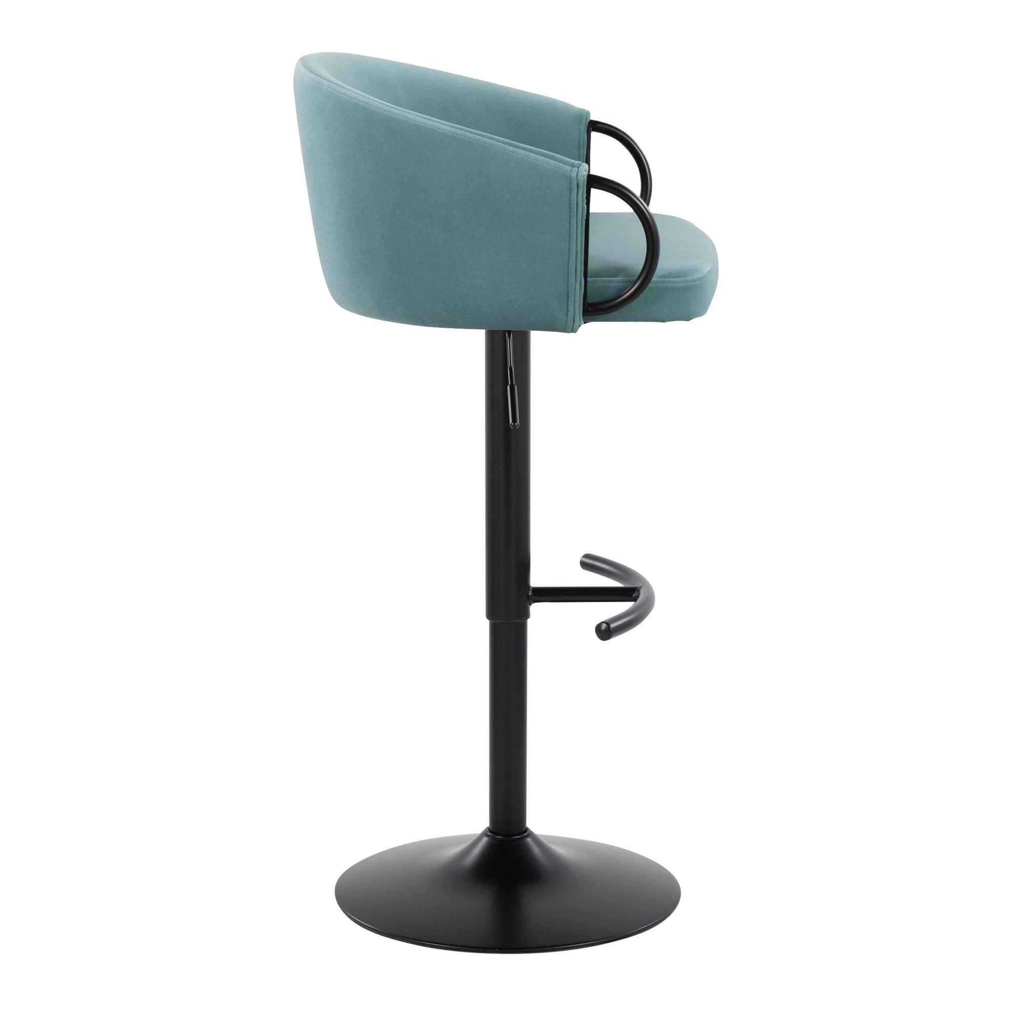 Claire Light Blue Velvet Contemporary Swivel Barstools (Set of 2) 7 Claire Light Blue Velvet Contemporary Swivel Barstools (Set of 2) - Image 7
