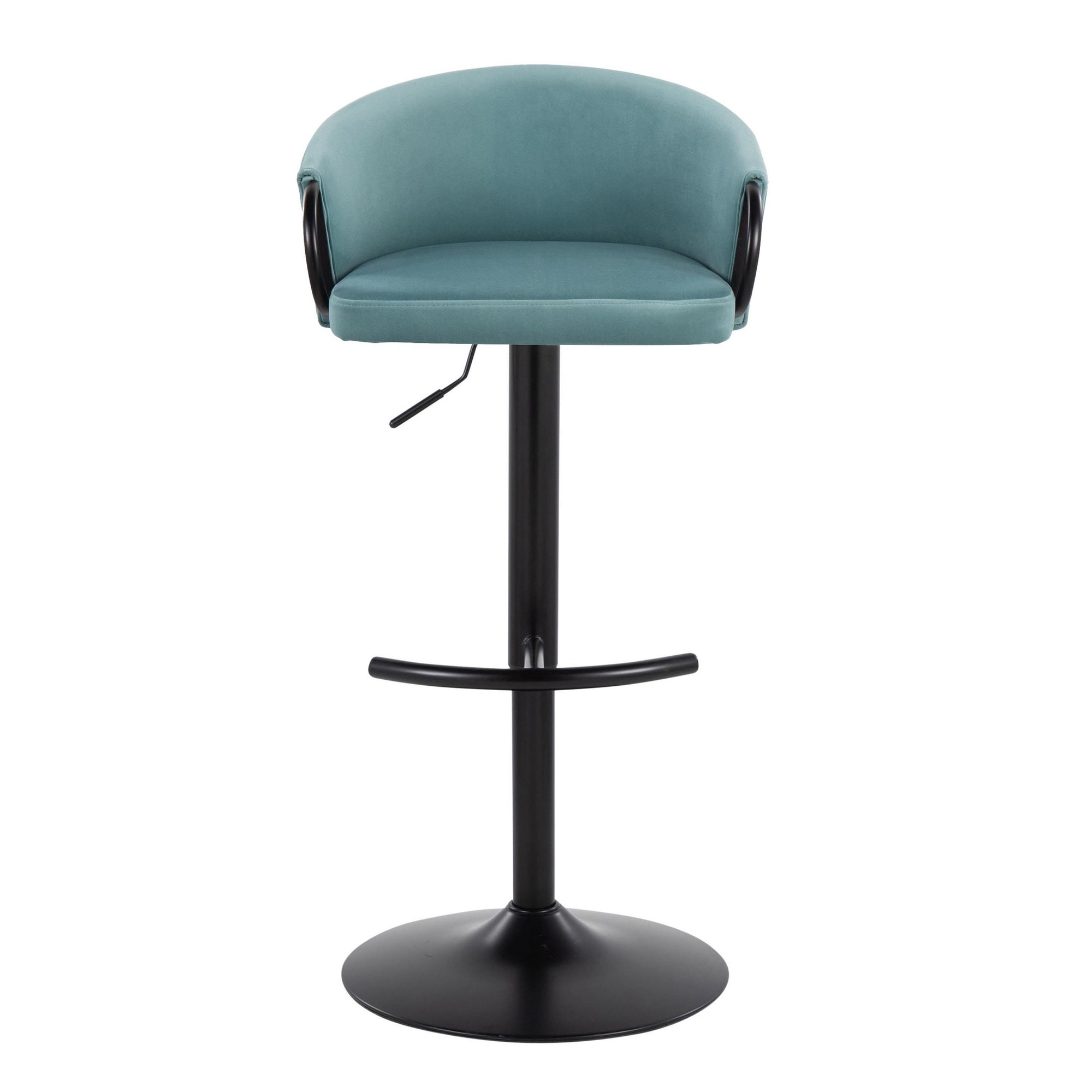 Claire Light Blue Velvet Contemporary Swivel Barstools (Set of 2) 10 Claire Light Blue Velvet Contemporary Swivel Barstools (Set of 2) - Image 10