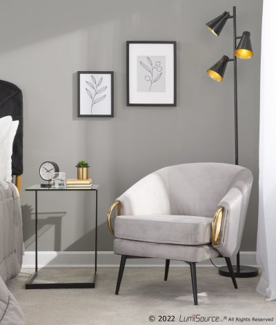 Claire Silver Velvet Gold Accent Contemporary Accent Chair