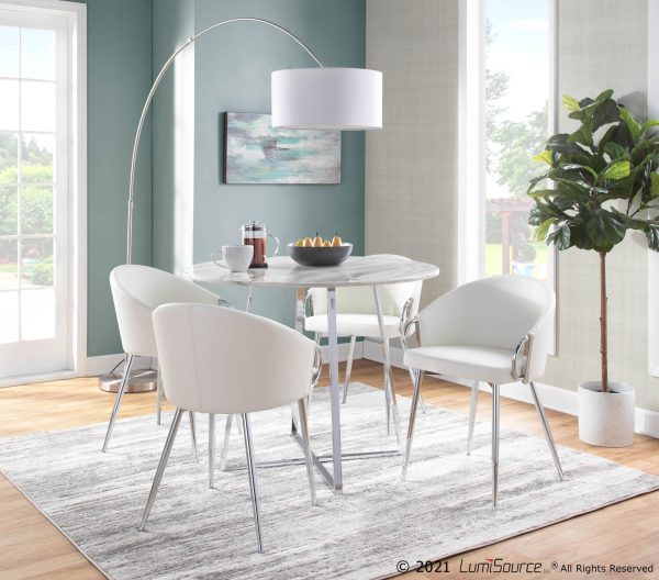 Claire Silver White Faux Leather Contemporary Accent Chair 1