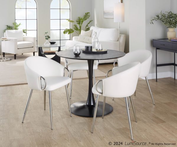 Claire Silver White Faux Leather Contemporary Accent Chair 4