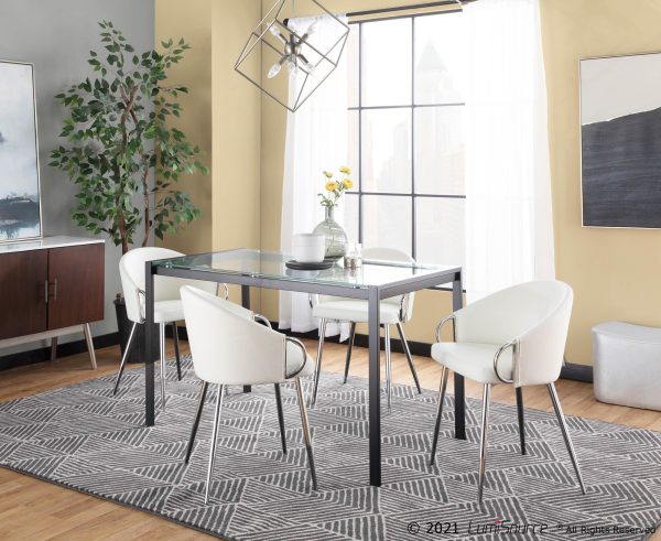 Claire White Faux Leather Contemporary Dining Chairs Chrome Set of 2 2