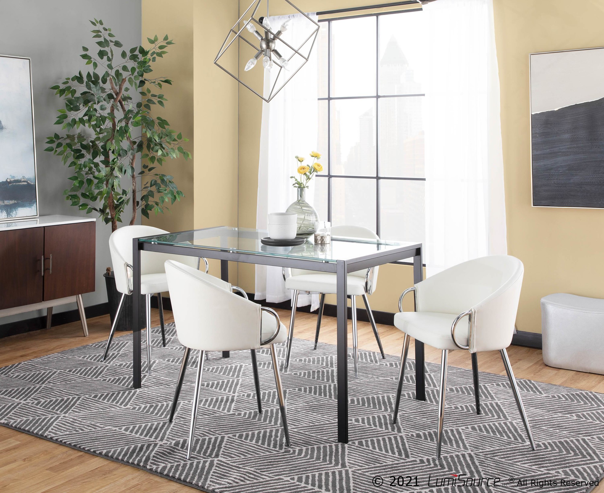 Claire White Faux Leather Contemporary Dining Chairs Chrome (Set of 2) 3 Claire White Faux Leather Contemporary Dining Chairs Chrome (Set of 2) - Image 3