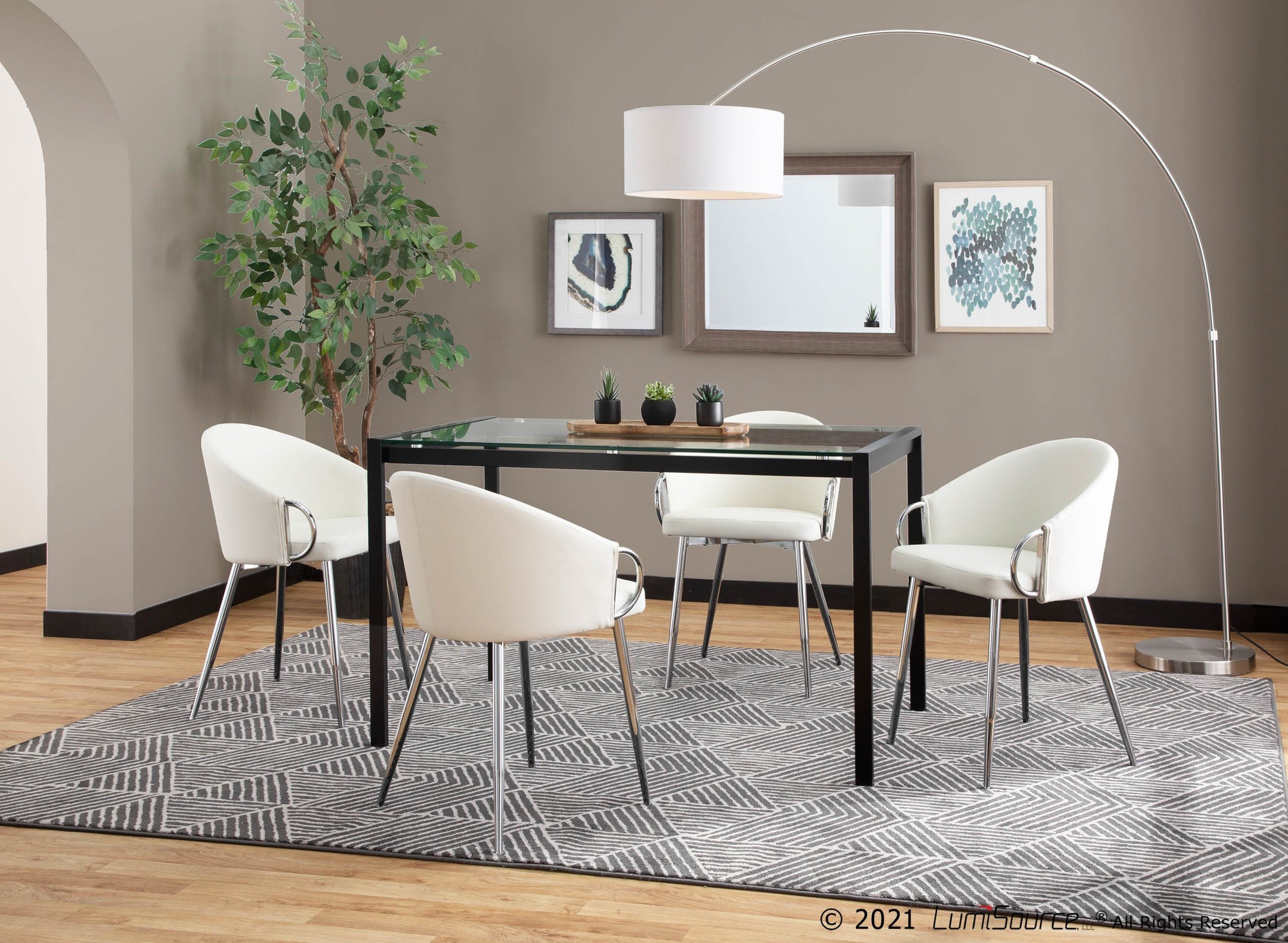 Claire White Faux Leather Contemporary Dining Chairs Chrome (Set of 2) 4 Claire White Faux Leather Contemporary Dining Chairs Chrome (Set of 2) - Image 4