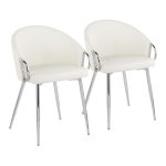 Claire White Faux Leather Contemporary Dining Chairs Chrome (Set of 2) 19 Claire White Faux Leather Contemporary Dining Chairs Chrome (Set of 2)