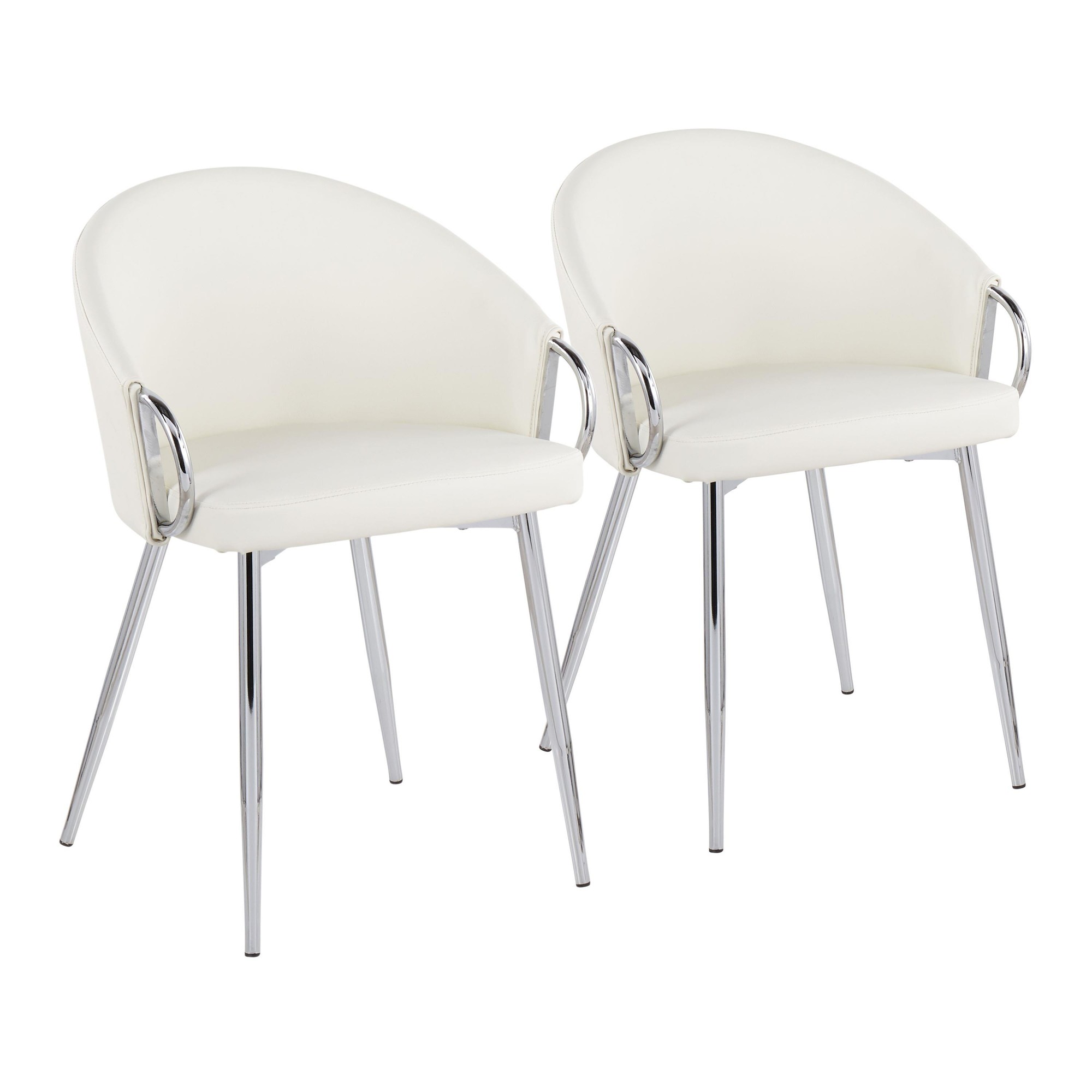 Claire White Faux Leather Contemporary Dining Chairs Chrome (Set of 2) 6 Claire White Faux Leather Contemporary Dining Chairs Chrome (Set of 2) - Image 6
