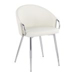 Claire White Faux Leather Contemporary Dining Chairs Chrome (Set of 2) 20 Claire White Faux Leather Contemporary Dining Chairs Chrome (Set of 2)
