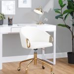 Claire White Faux Leather Gold Contemporary Task Chair 10 Claire White Faux Leather Gold Contemporary Task Chair