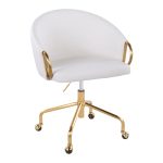 Claire White Faux Leather Gold Contemporary Task Chair 11 Claire White Faux Leather Gold Contemporary Task Chair