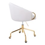 Claire White Faux Leather Gold Contemporary Task Chair 13 Claire White Faux Leather Gold Contemporary Task Chair