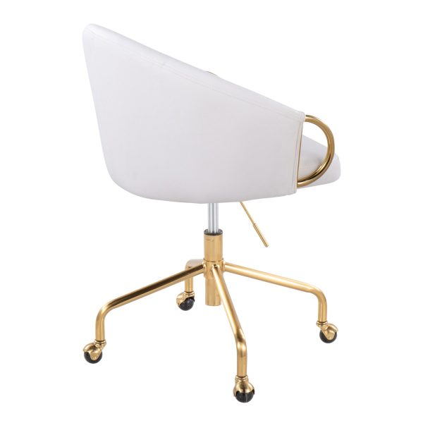 Claire White Faux Leather Gold Contemporary Task Chair 4