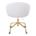 Claire White Faux Leather Gold Contemporary Task Chair 14 Claire White Faux Leather Gold Contemporary Task Chair