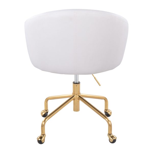 Claire White Faux Leather Gold Contemporary Task Chair 5