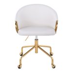 Claire White Faux Leather Gold Contemporary Task Chair 15 Claire White Faux Leather Gold Contemporary Task Chair