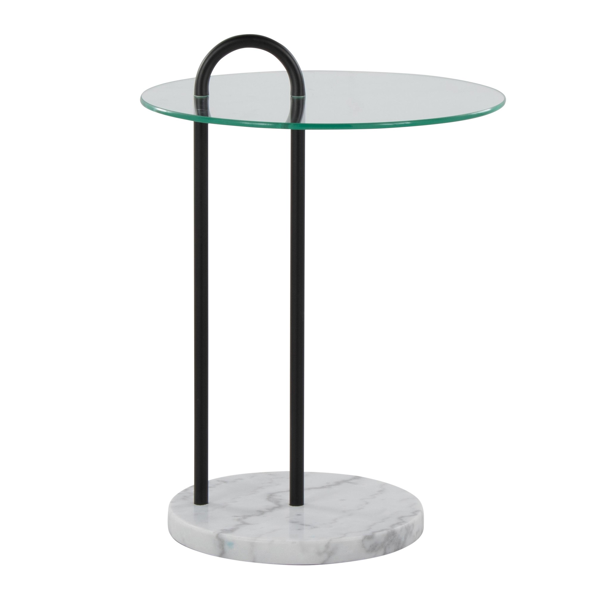 Claire White Marble and Black Metal Glass Side Table 3 Claire White Marble and Black Metal Glass Side Table - Image 3