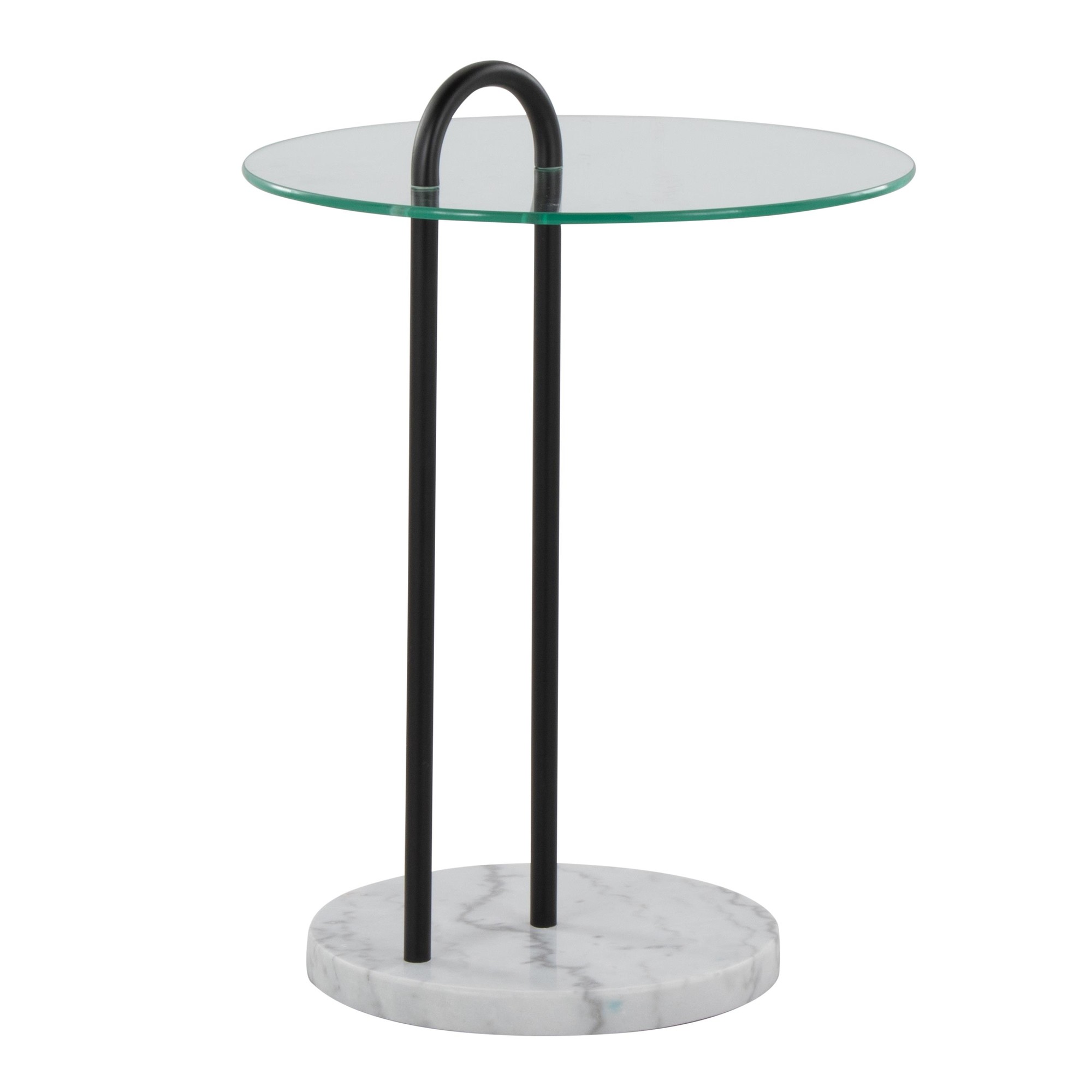 Claire White Marble and Black Metal Glass Side Table 4 Claire White Marble and Black Metal Glass Side Table - Image 4