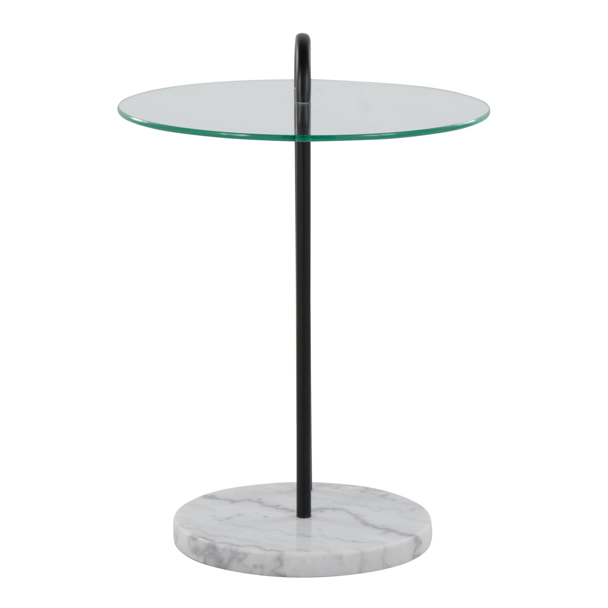 Claire White Marble and Black Metal Glass Side Table 5 Claire White Marble and Black Metal Glass Side Table - Image 5