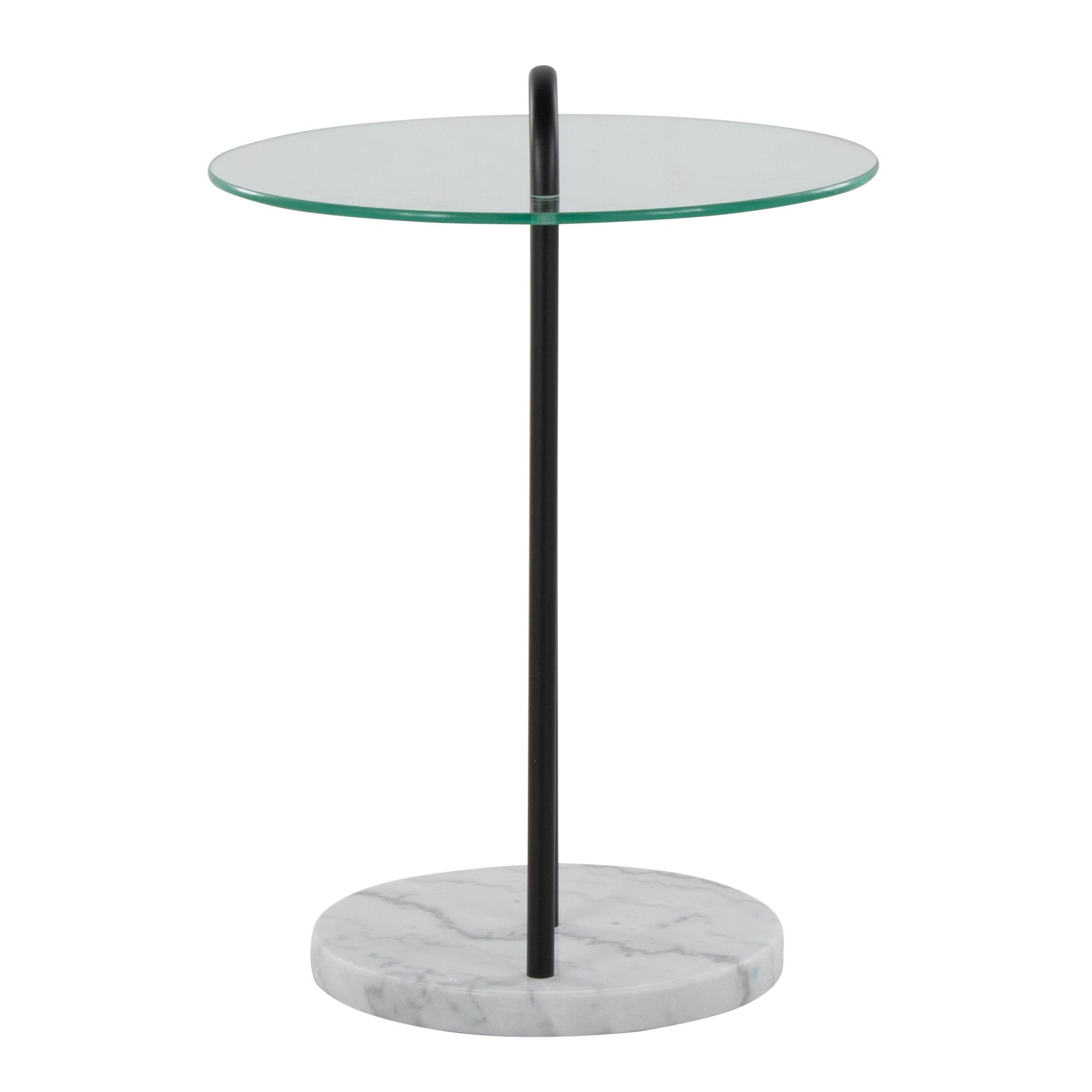 Claire White Marble and Black Metal Glass Side Table 6 Claire White Marble and Black Metal Glass Side Table - Image 6