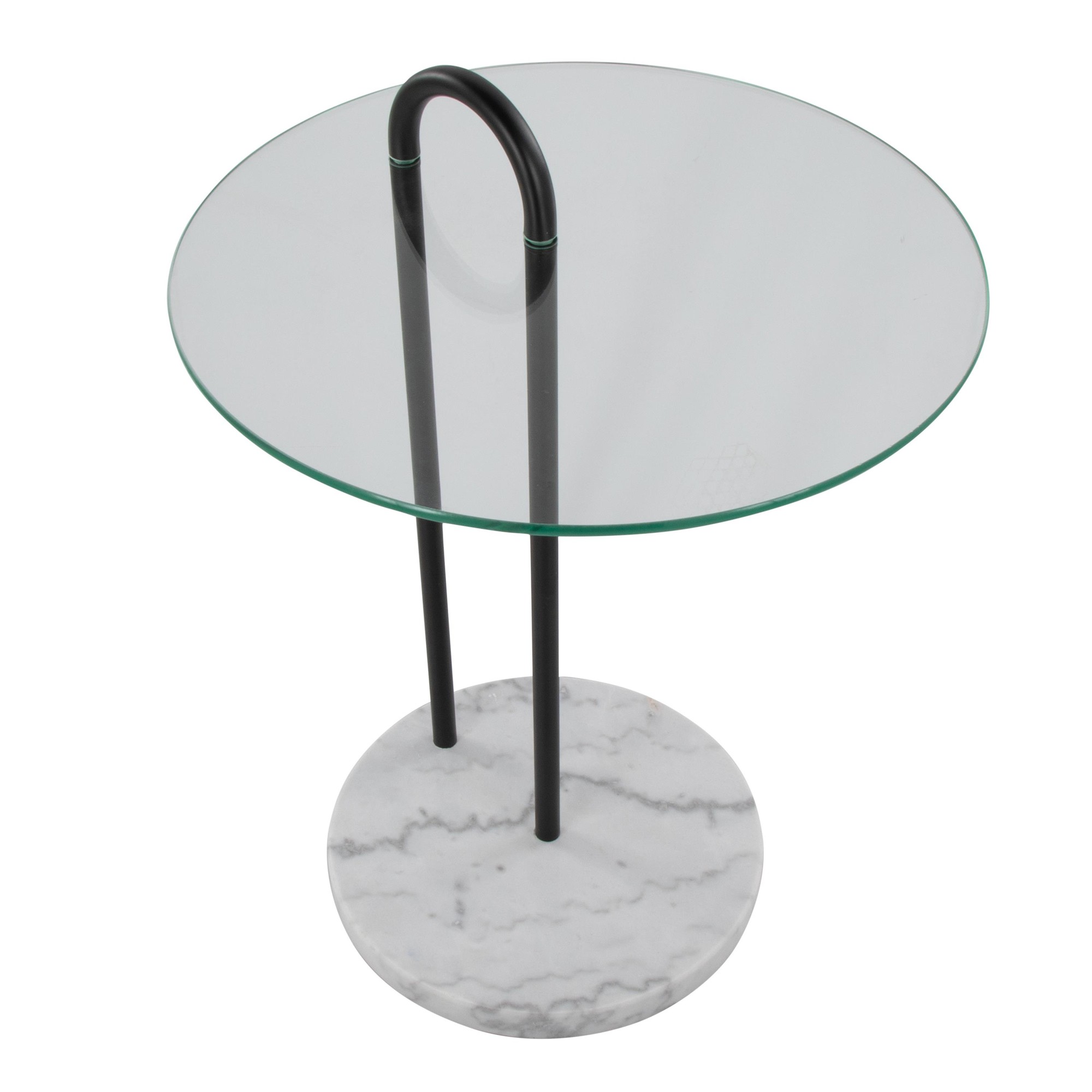 Claire White Marble and Black Metal Glass Side Table 7 Claire White Marble and Black Metal Glass Side Table - Image 7