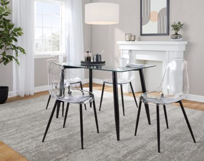 Clara Black Clear Mid-Century Modern Accent Dining Chairs (Set of 2)