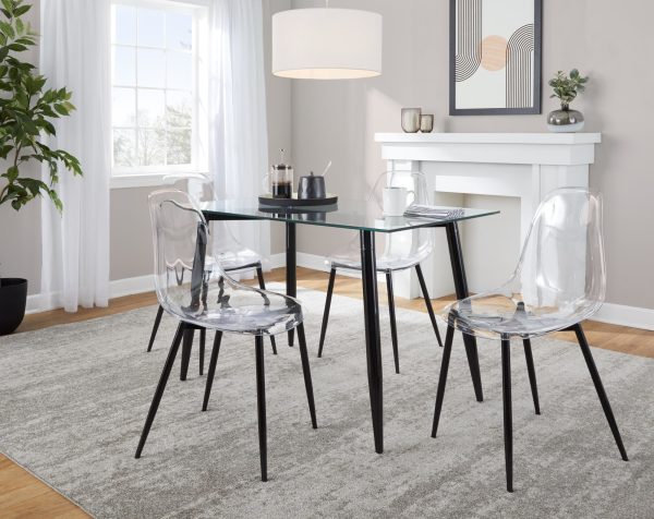 Clara Black Clear Mid Century Modern Accent Dining Chairs Set of 2 1