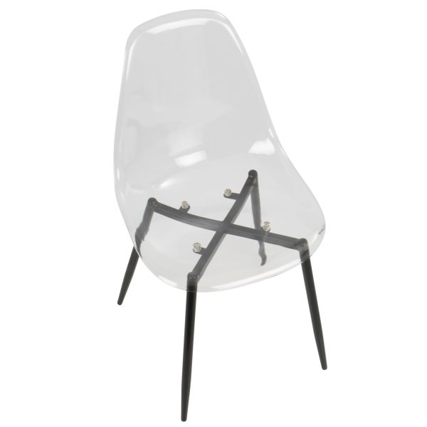 Clara Black Clear Mid Century Modern Accent Dining Chairs Set of 2 11
