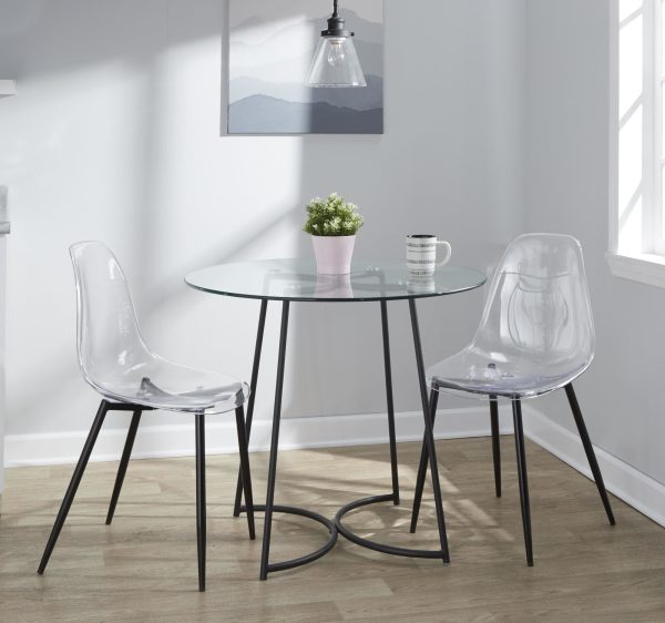 Clara Black Clear Mid Century Modern Accent Dining Chairs Set of 2 4
