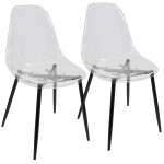 Clara Black Clear Mid-Century Modern Accent Dining Chairs (Set of 2) 16 Clara Black Clear Mid-Century Modern Accent Dining Chairs (Set of 2)