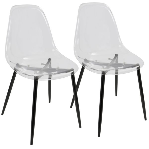 Clara Black Clear Mid Century Modern Accent Dining Chairs Set of 2 5