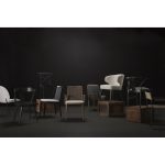 Clara Black Wood W/ Cream Fabric Seat and Cane Back Armless Dining Chair