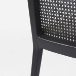 Clara Black Wood W/ Cream Fabric Seat and Cane Back Armless Dining Chair