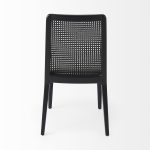 Clara Black Wood W/ Cream Fabric Seat and Cane Back Armless Dining Chair