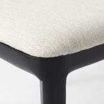 Clara Black Wood W/ Cream Fabric Seat and Cane Back Armless Dining Chair